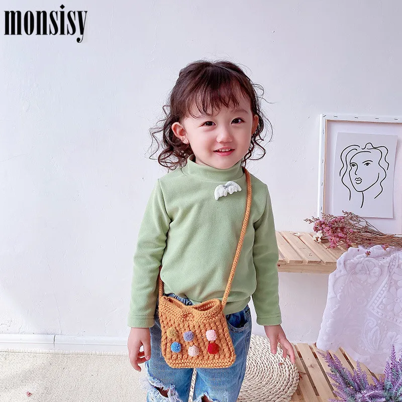 Monsisy/Зимняя шерстяная сумка через плечо для мальчиков и девочек вязаная сумочка