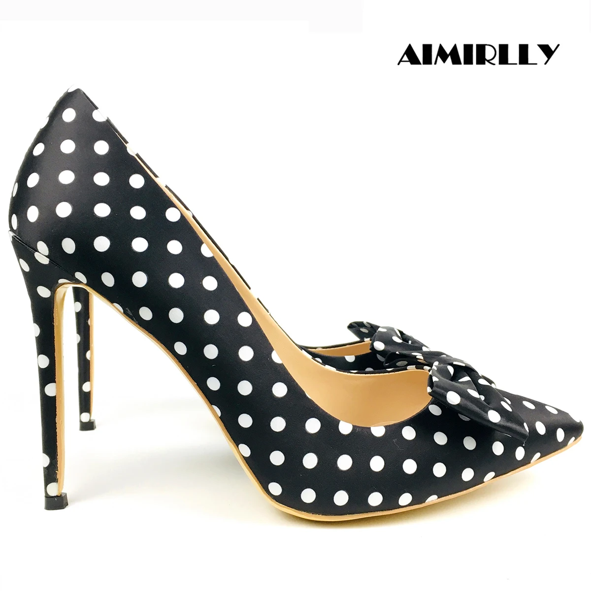 Туфли лодочки женские на высоком каблуке заостренный носок с бантом волнистым