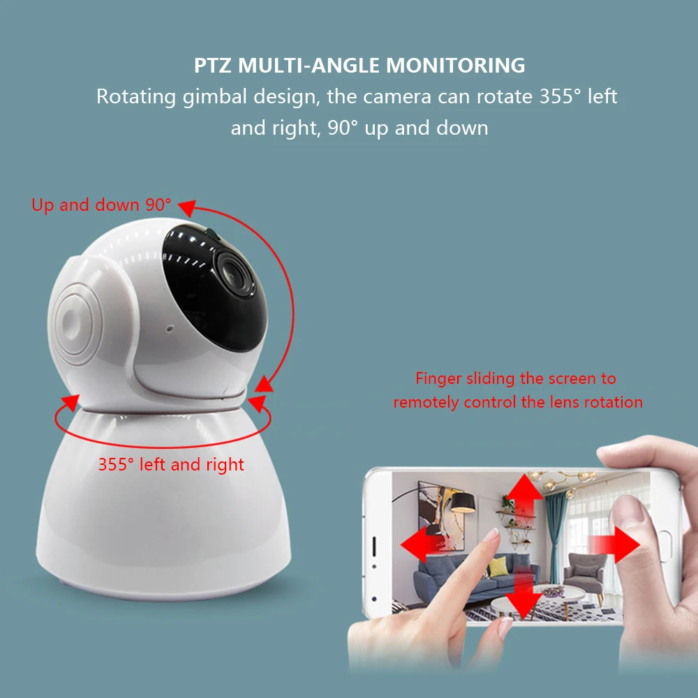 1080P HD беспроводная WiFi PTZ IP камера двухсторонняя аудио 360 градусов панорамная мини