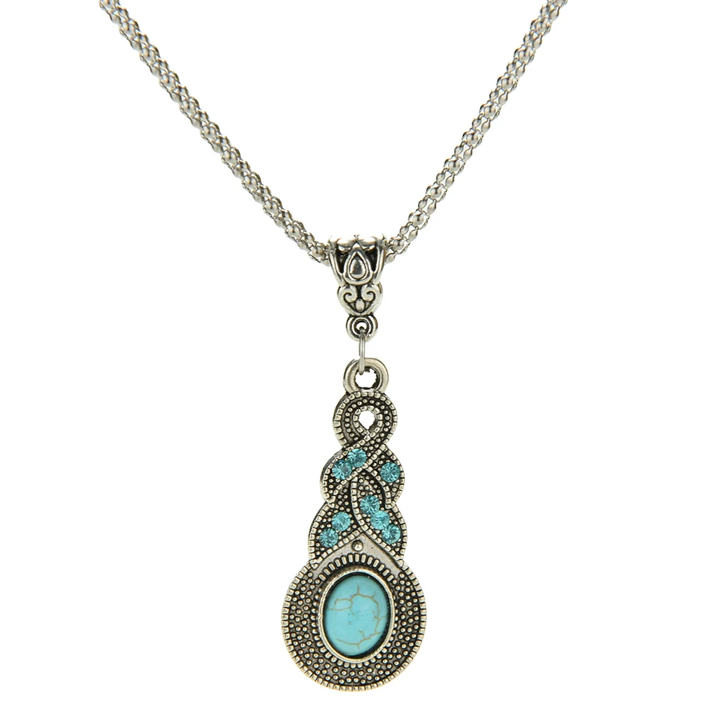 Винтажный богемный CZ натуральный камень зеленая бирюза подвески ожерелья серьги
