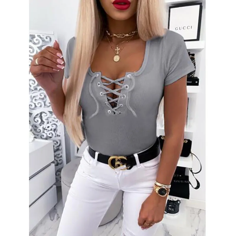 Сексуальное Женское боди комбинезон комбинезоны Летний на шнуровке топ женское