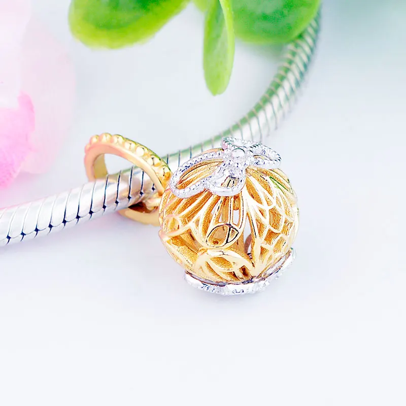 Подвеска в виде шара из серебра 925 пробы золотого цвета | Украшения и аксессуары