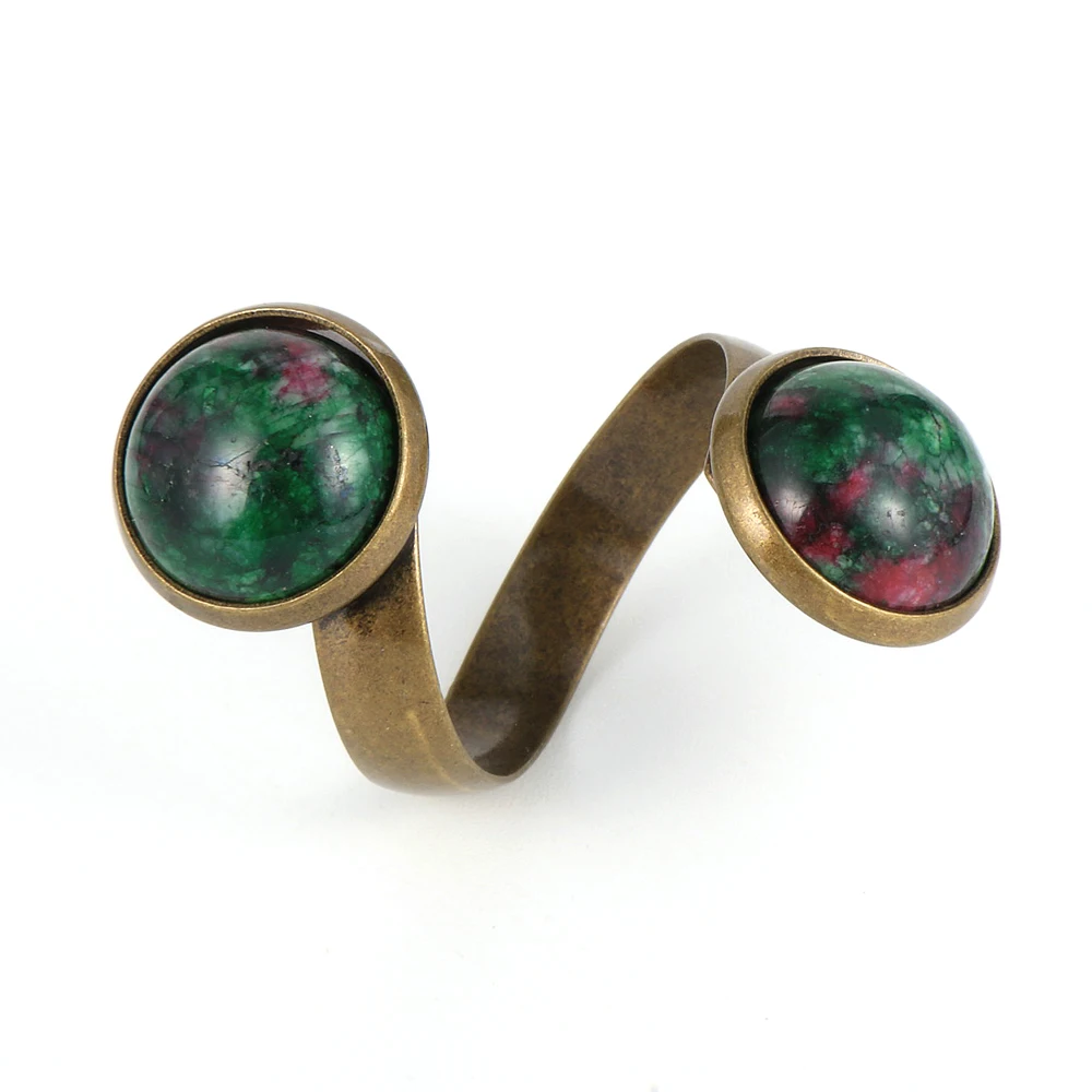 Кольца регулируемые с натуральным камнем для мужчин и женщин двойные кольца