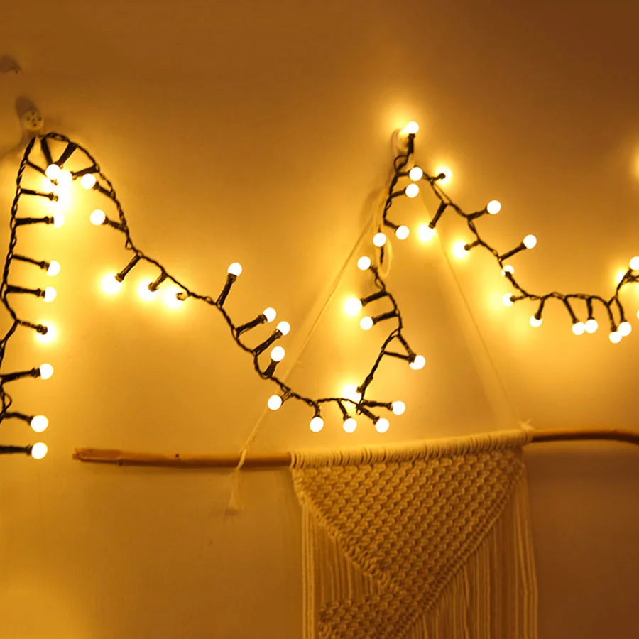 

10M 500 LED Starry Globe String Light Plug in Firecracker Fairy Garland Light for Christmas Window Wedding Party Holiday Decor