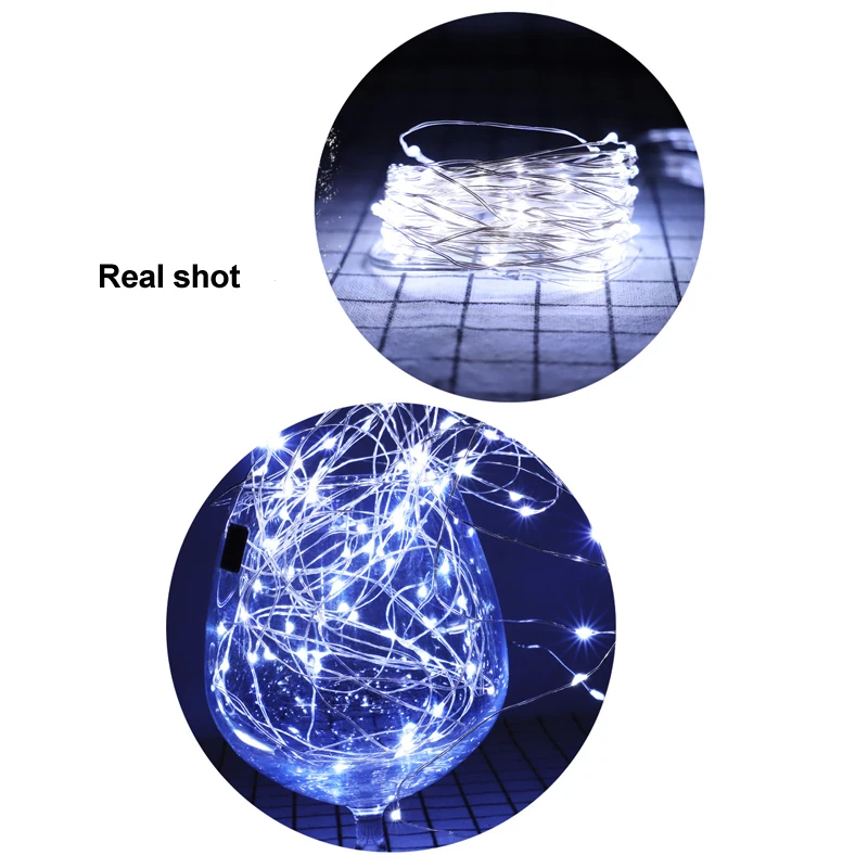 10 метров 100 светодиодов восемь функций Солнечная медная проволочная гирлянда
