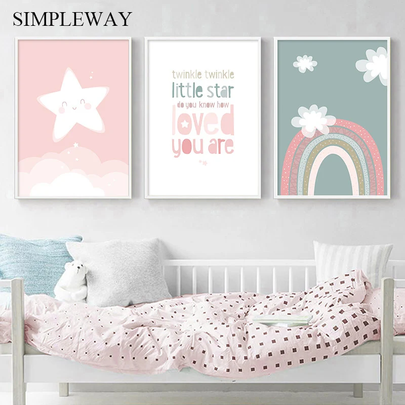 Детские стихи из мультфильма радуги настенный художественный холст с принтом