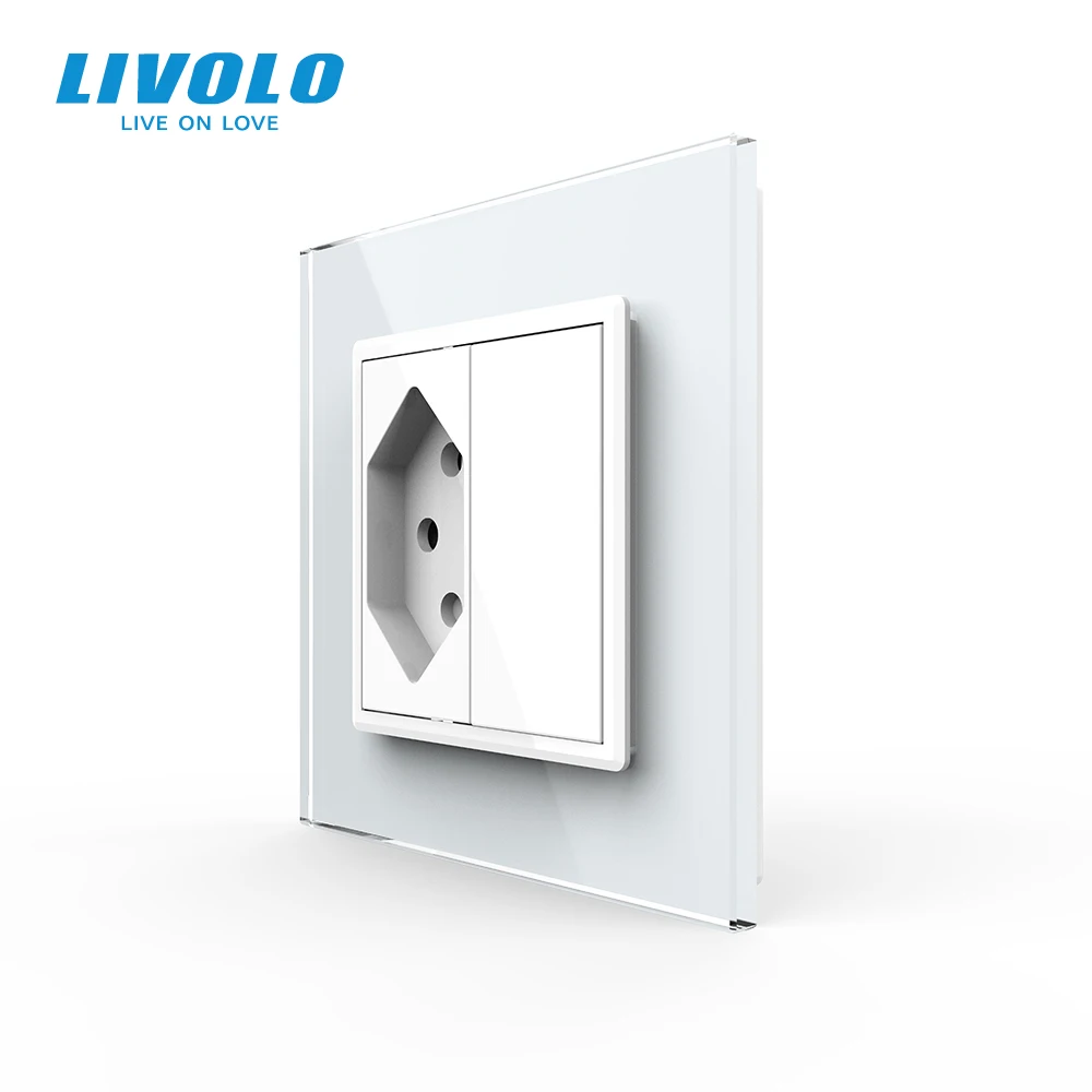 Livolo стандартная розетка swyzss серая панель из хрустального стекла AC 110 ~ 250 В 16A