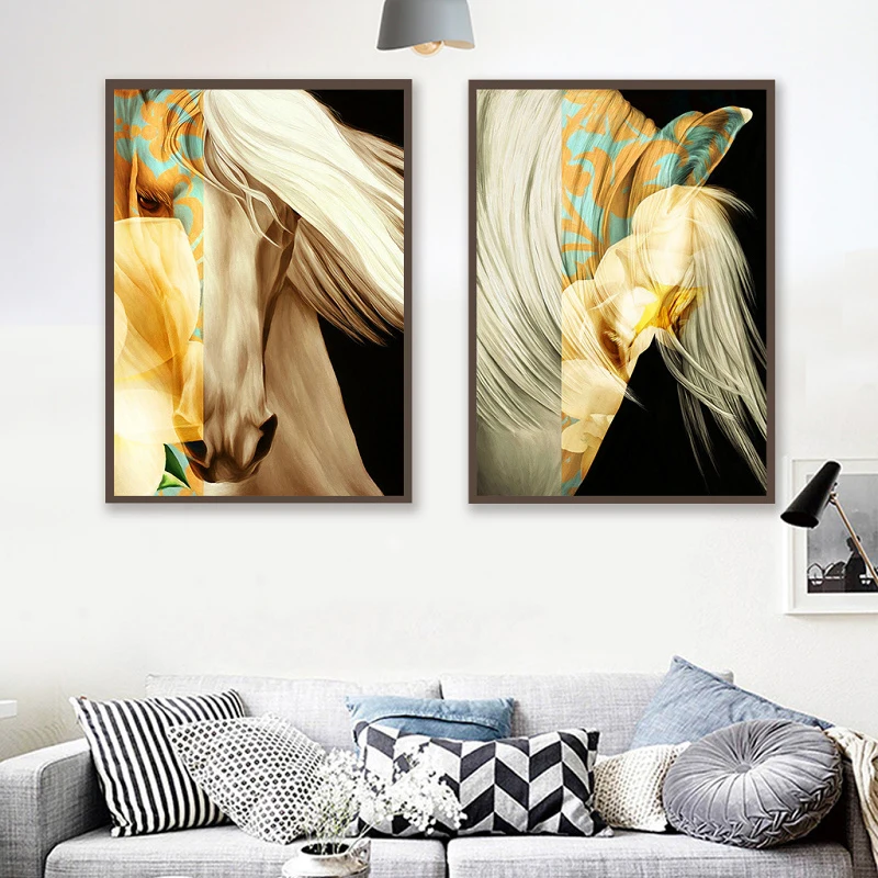 

Abstract Animal Art Horses Geometric Space Canvas Painting Wall Art Pictures for Living Room Solemnly Art Home Decor 2-83