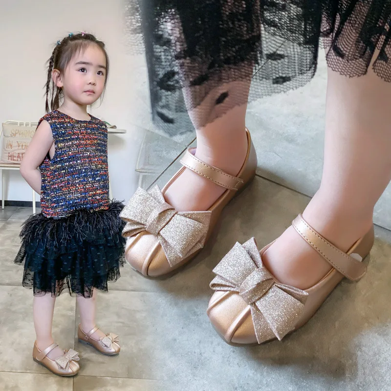 

Girls' single shoes 2021 spring new Korean soft bottom bow princess shoes