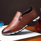 Мужские кожаные туфли ручной работы, дышащие, без застежки, повседневная обувь для вождения