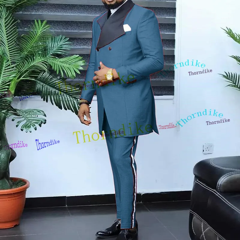 Мужской костюм с двойным рядом пуговиц пиджак и брюки