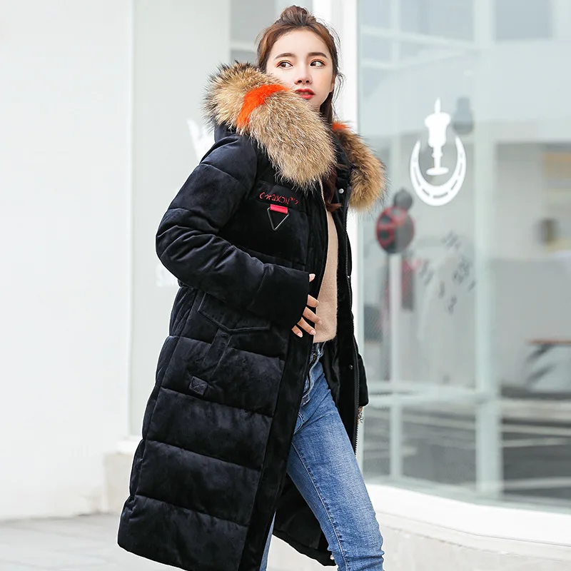 Зимняя женская куртка 2020 парка Mujer большой меховой воротник пуховое хлопковое
