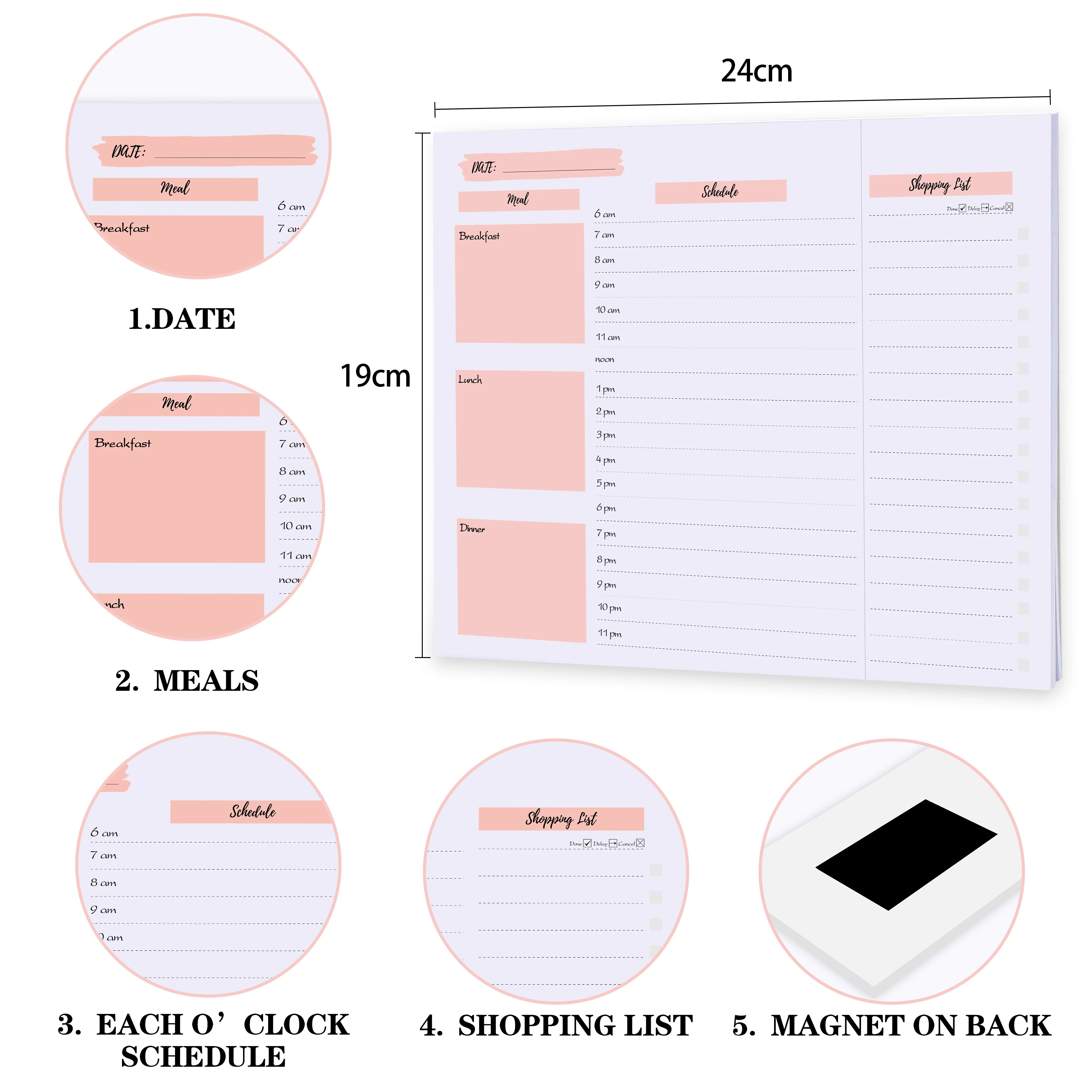 Ежедневник для еды с ежечасным графиком список продуктов магнитные блокноты на