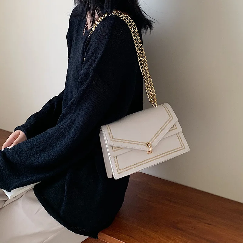 Fashion Luxury Embroidery Female Shoulder Bag PU Leather Women Handbag Ladies Classic Chains Strap Messenger Crossbody Bags | Багаж и