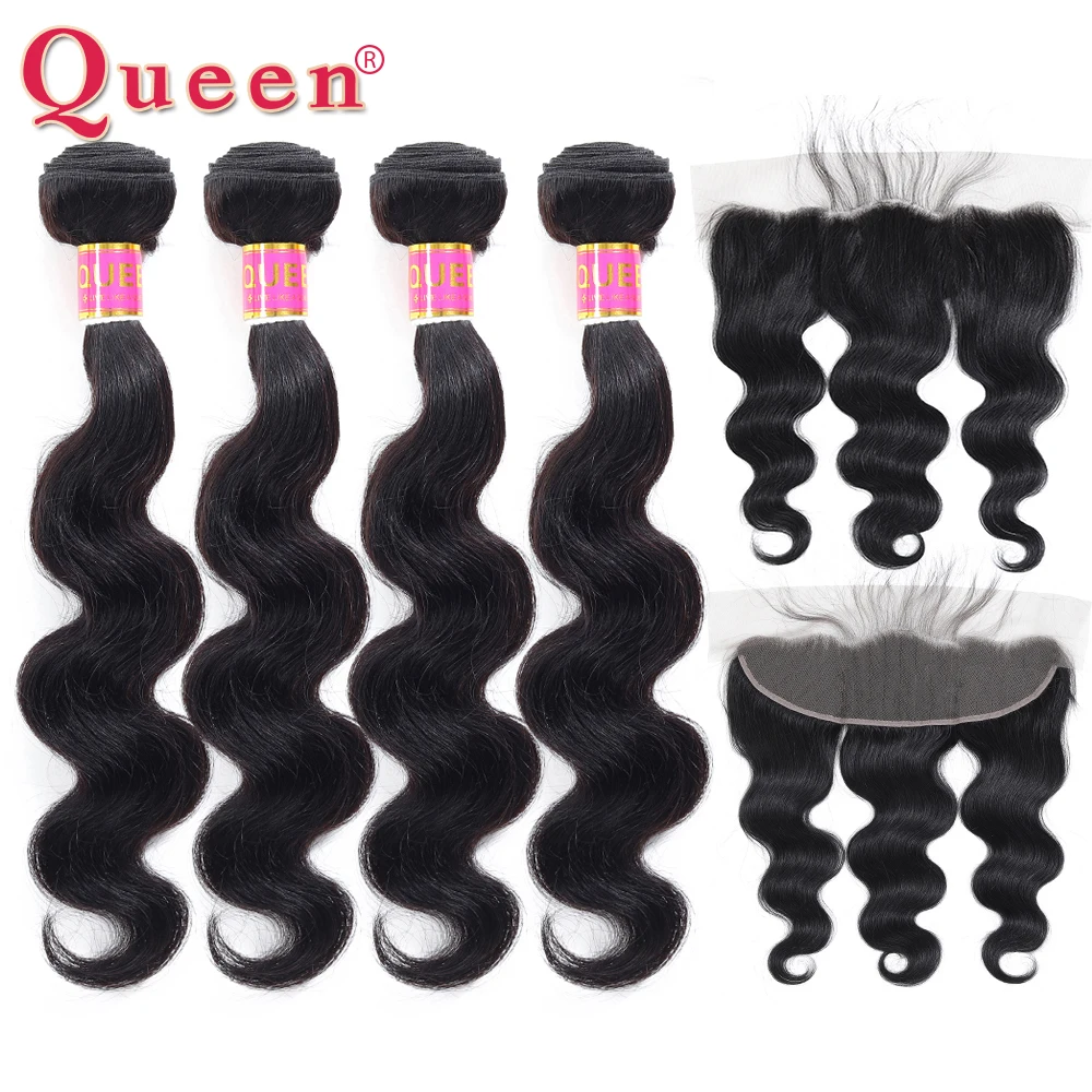 Товары Queen Hair перуанские волнистые волосы с фронтальной застежкой 100% натуральные