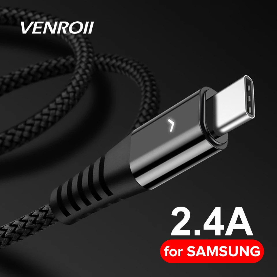 Venroii Быстрая зарядка USB C кабель для Xiaomi Redmi K20 USBC Kable мобильный телефон