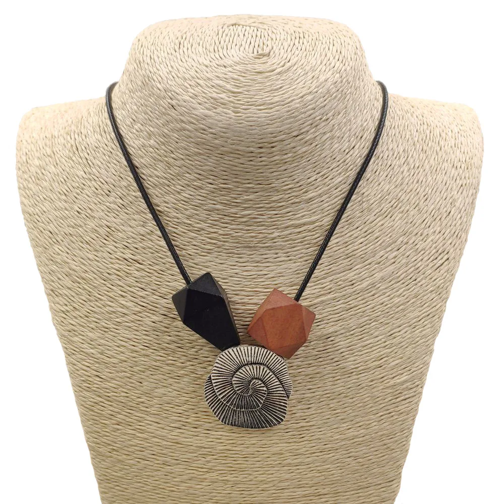 Лидер продаж длинное деревянное ожерелье с кулоном в этническом стиле