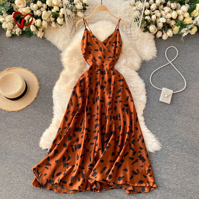 

2020 New Dress Dinner Dress Dress Cross V-neck Sexy off-Shoulder Slim-Fit Figure Flattering Ink Dot Vacation Dress summer dress