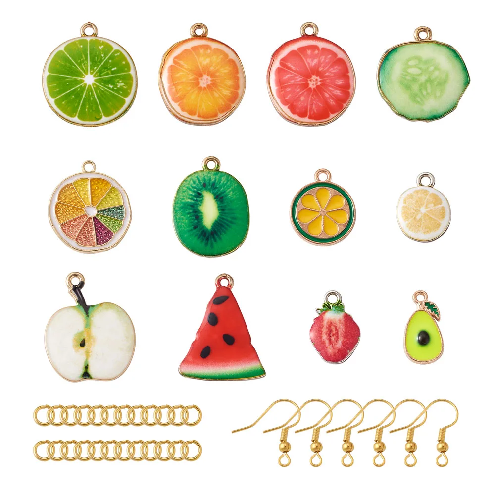 

1Set Fruit Alloy Enamel Pendants Charms with Brass Earring Hooks Jump Rings for DIY Earrings Jewelry Making Supplies Kits