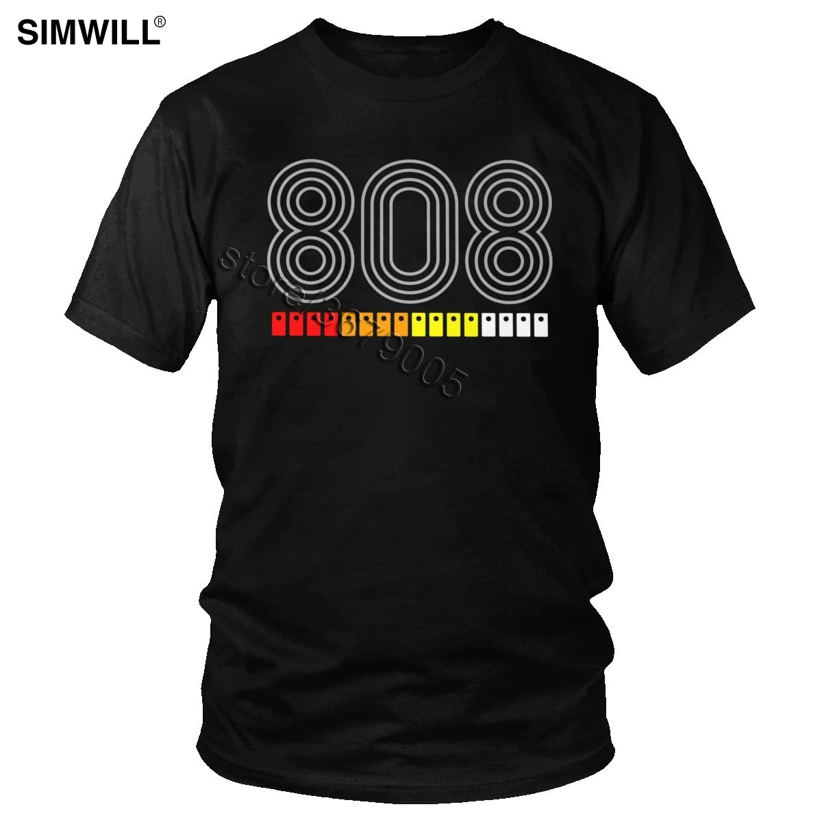 Классическая Мужская хлопковая футболка 808 года с музыкальным Синт-барабаном