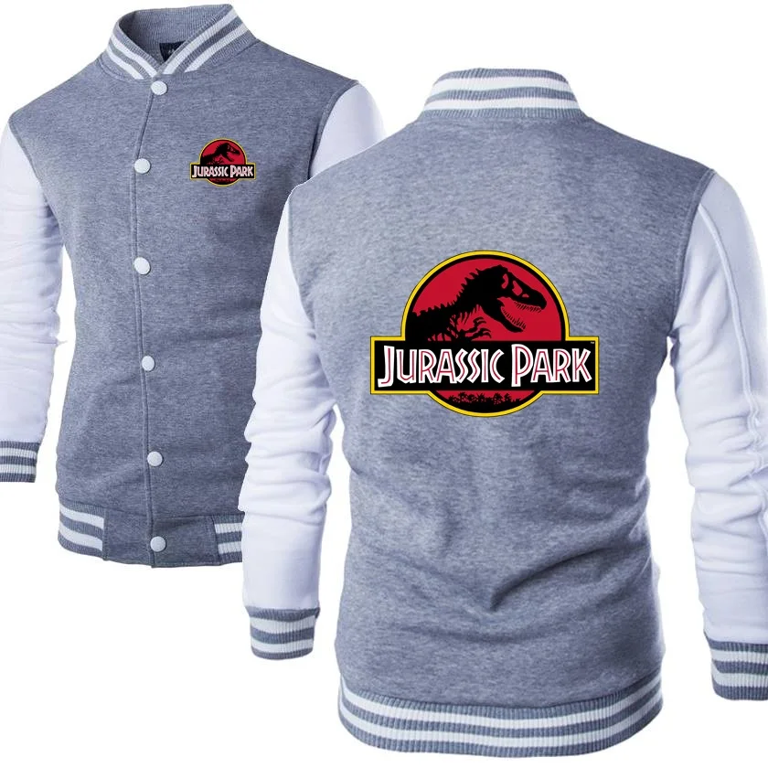 

Boy Girl Hiphop Streetwear Men Baseball Jacket Casual Stand Collar Coats Dinosaur World Sweatshirt JURASSIC PARK Print Sportwear