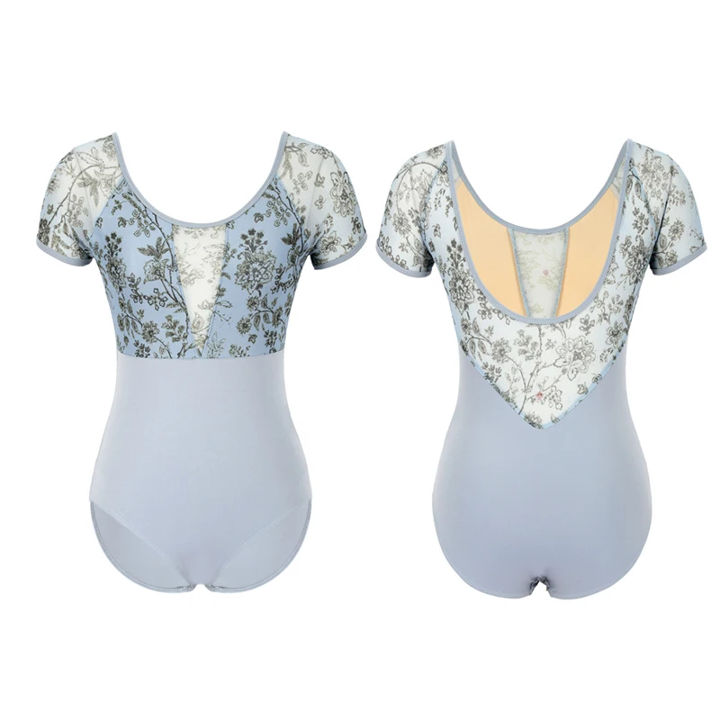 Балетное трико с коротким рукавом для женщин привлекательное Сетчатое вырезом и