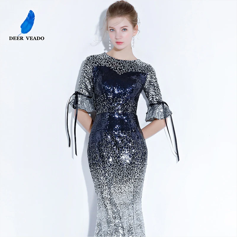 Женское вечернее платье-Русалка DEERVEADO длинное платье с блестками модель YS430 |