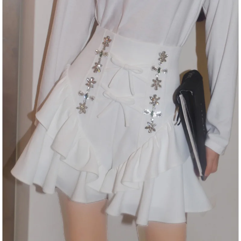 

Тяжелые Промышленные белые кружевные шорты с бантом, легкие белые кружевные шорты, женские кружевные широкие брюки с прострочкой, женские шорты 2021