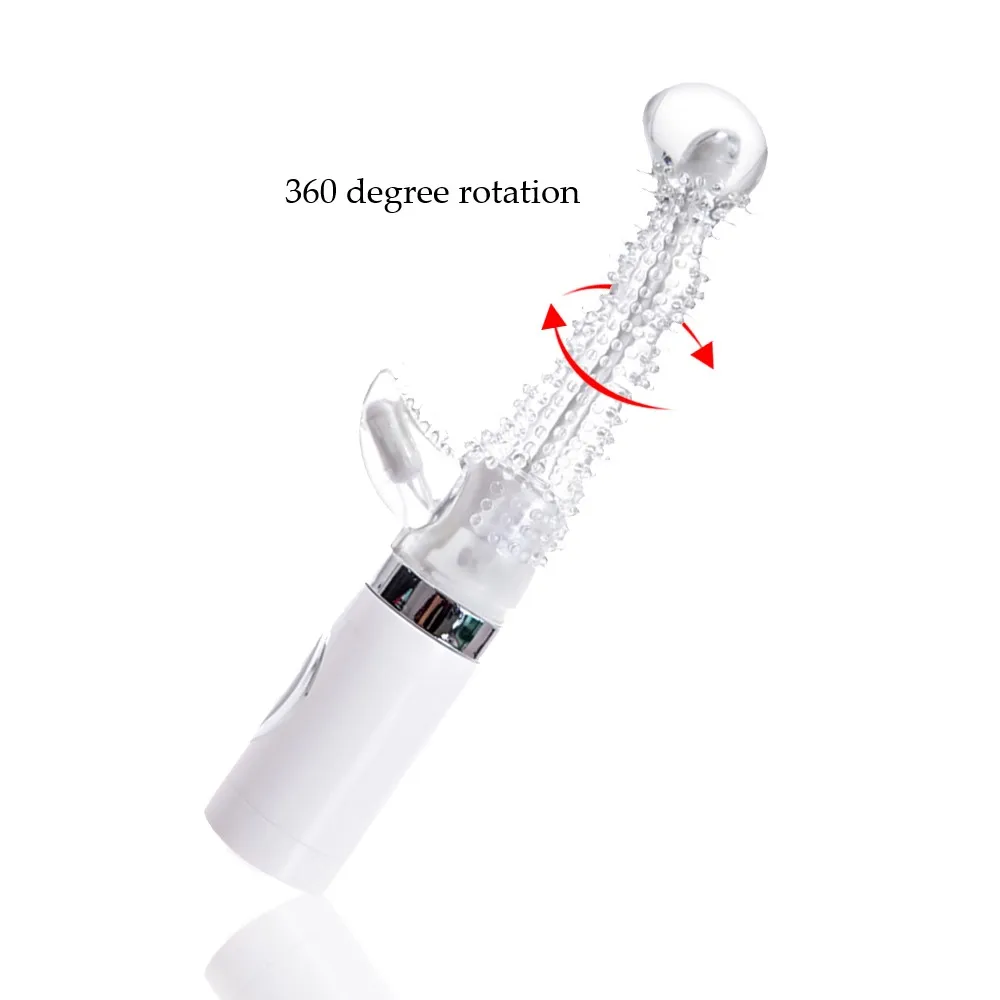 Прозрачный кролик Вращающийся вибратор Телескопический Желе Зерна G место