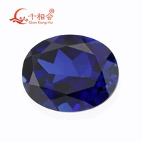natural cutting 34 blue oval shape artifical sapphire corundum gem stone for jewelry making