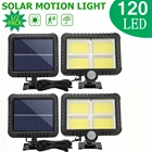 Новинка 2021, настенный светильник на солнечной батарее COB 120 LED s, уличный светильник с датчиком движения, перезаряжаемый на солнечной батарее уличный светильник IP65 для дорожек светодиодный настенный светильник на солнечной батарее