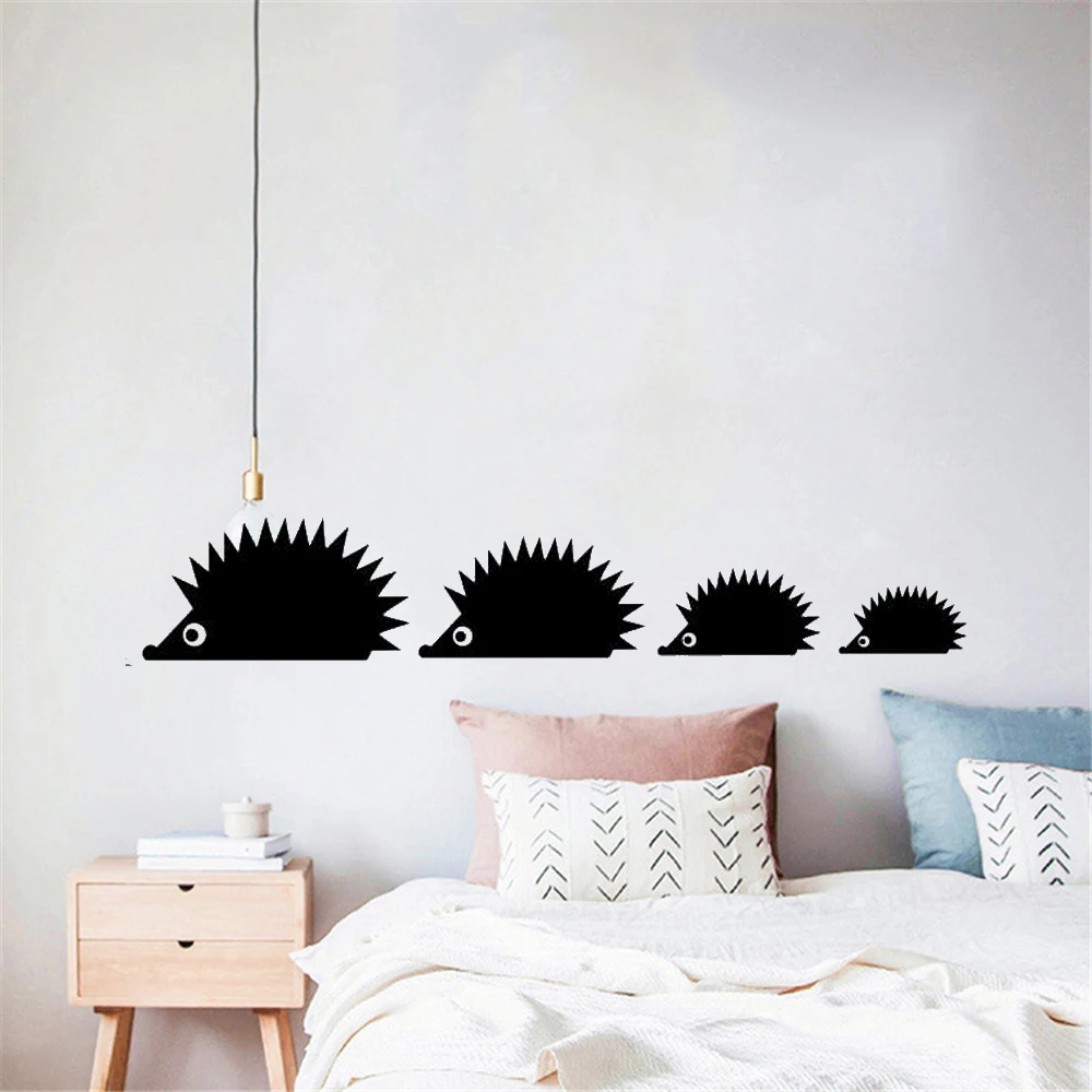 

Four Hedgehogs Wall Sticker Cute Animal Wall Decal For Kids Room Nursery Kid Room Home Decor Vinyl Art Mural DW7088