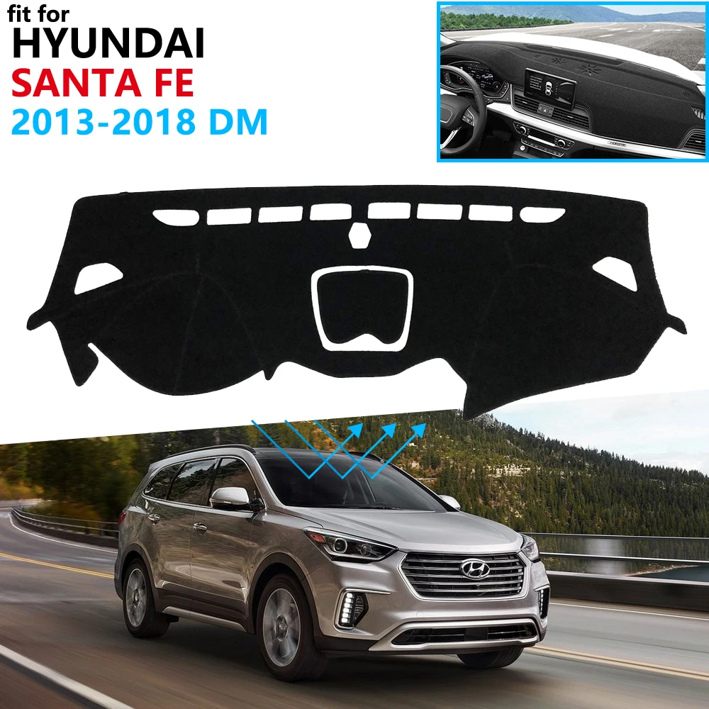 Защитная накладка на приборную панель для Hyundai Santa Fe 2013 2014 2015 2016 2017 2018 DM IX45