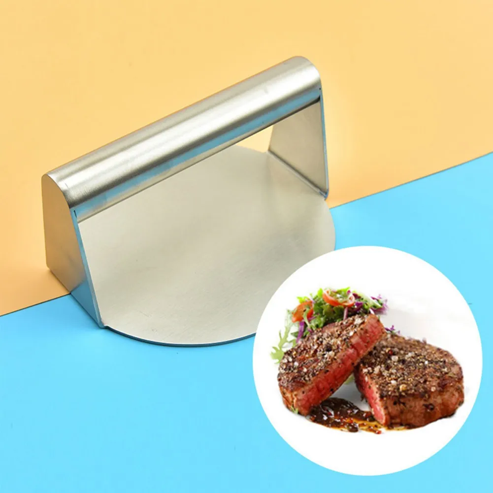 

Пресс для бургеров из нержавеющей стали, круглый пресс для бургеров, профессиональный набор аксессуаров для бургеров, гриль с плоским верхо...