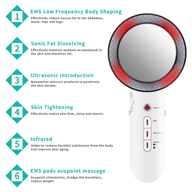 

Face Reduction 3 in 1 EMS Infrared Ultrasonic Body Massager Anti Cellulite Fat Burner Weight Loss Slimming Machine