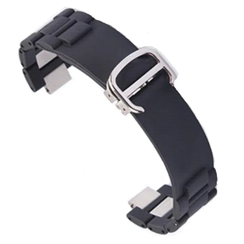 

Quality Silicone Watchband 10mm Black Waterproof Strap For car 21 Chronoscaph & Autoscaph Watch bands strap DIY Replace