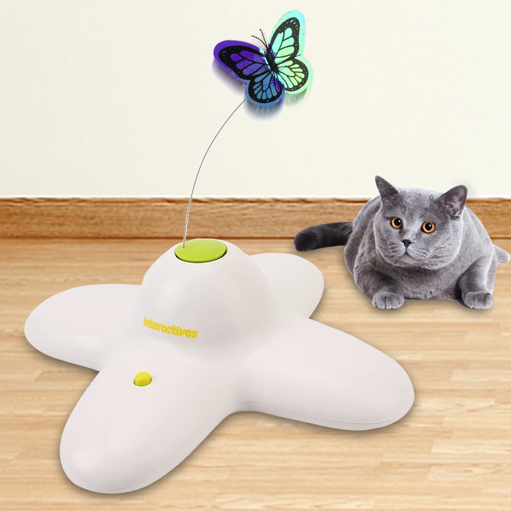 

Automatic Interactive Flutter Bug Activated Butterfly Funny Toys Cat Toy 360 Degree Rotating Motion Smart Flashing Puzzle Toy