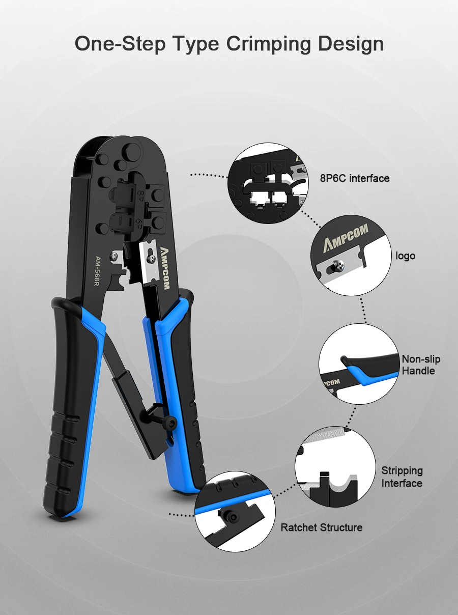 Ampcom rj45 щипцы RJ11 RJ45 обжимной инструмент сети Ethernet LAN Кабель Щипцы Резак для зачистки плоскогубцы для 6P 8 RJ-11/RJ-12 RJ-45