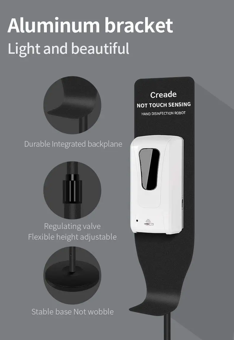 

Automatic Touchless Universal Hand Sanitizer Dispenser Soap Dispenser 1000ML and Stainless Steel Floor Stand Station Kit
