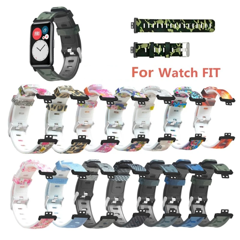 

Printing Rubber Strap for -Huawei Watch Fit Smart Wristband Bracelet Accessories High Quality Replacement Sport Band