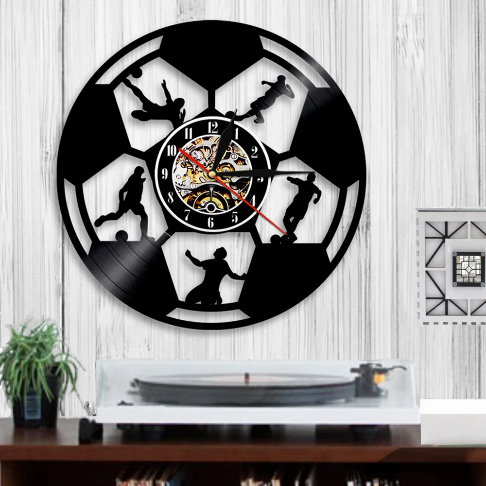 Футбольные часы виниловые настенные современный дизайн Футбольная тема