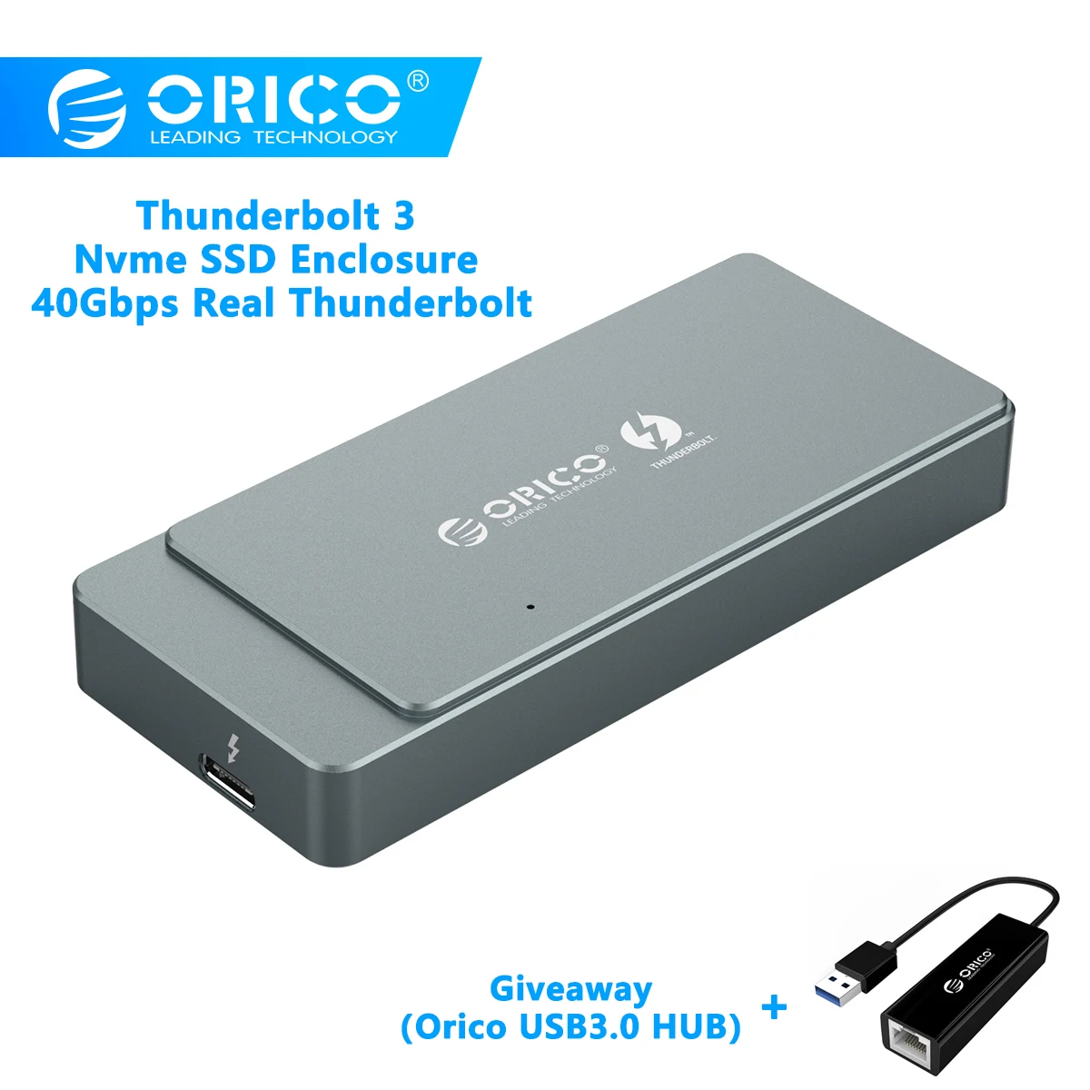 Оригинальные названия товаров не переводятся, поэтому перевод будет выглядеть так: Orico Thunderbolt 3 M.2 NVME SSD Enclosure Aluminum 40Gbps Case Support 2TB with C to Cable For Mac Windows on.