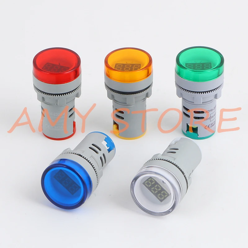 

1Pc 22mm Digital AC DC Voltmeter AC20-500V AC60-500V DC5-60V Voltage Meter LED Digital Display Indicator Pilot Light AD16-22DSV