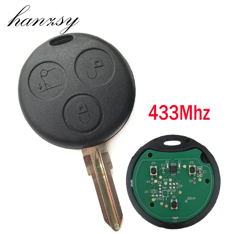 

3 кнопки для Mercedes Benz Smart Fortwo 450 Forfour 451 Roadstar Автомобильный Дистанционный ключ 433Mhz Uncut Пустой клинок