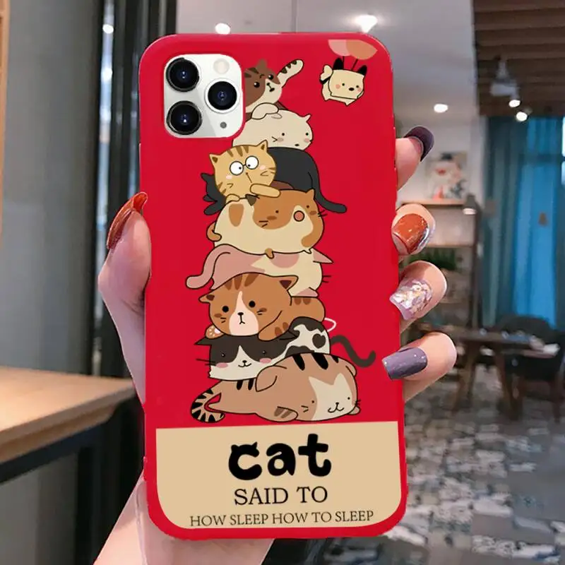 cute owl cat phone case for iphone 12 pro max mini 11 pro xs max 8 7 6 6s plus x 5s se 2020 xr red case free global shipping