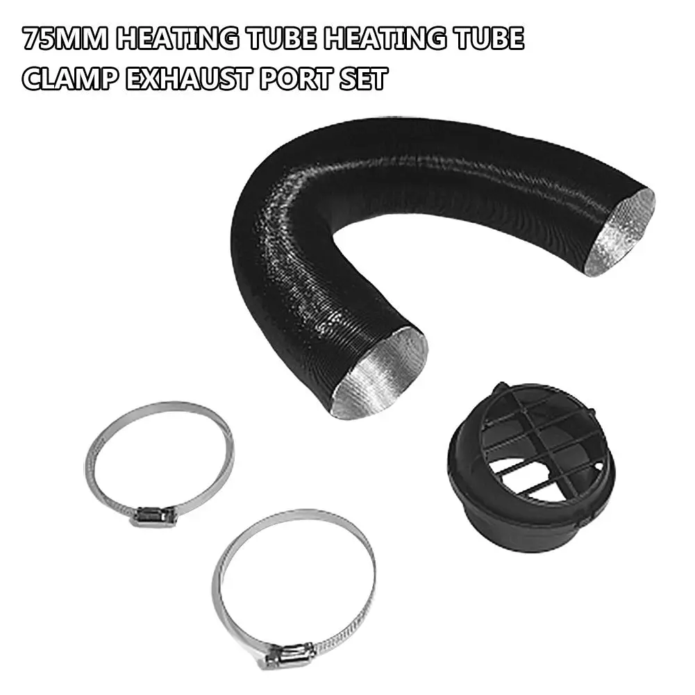 

75MM Heating Pipe Clamp Exhaust Port Set Air Vent Heater Pipe Duct Parking Heater Accessories Warm Air Outlet Hose