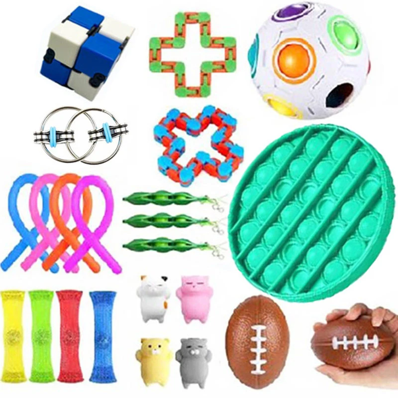 

Christmas Antistress Kit Fidget Toy Set with Gift Box Cube Stress Ball Dimple Push Bubble Mochi Squishy Sensory Squeeze Spinner
