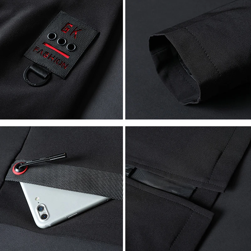 

Long Windbreakers Jackets Men Fashion Casual Spring Autumn Coats Solid Color Hoody Jacket High Quality Clothes Male HX361