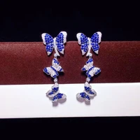 925 sterling silver fine three butterfly drop earrings hand inlaid high carbon diamond micro inlaid earrings for women jewelry