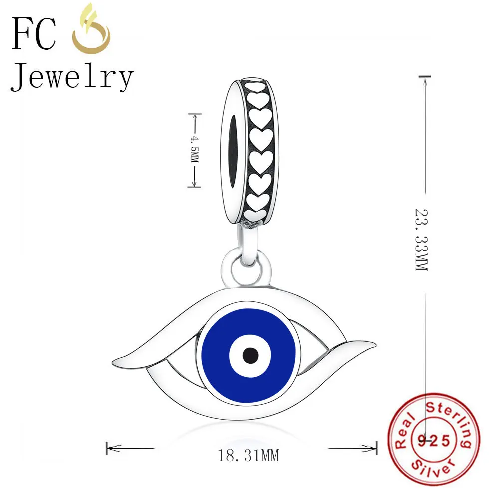 FC Jewelry 925 Sterling Silver Blue Black Enamel Evil Eye Statement Necklace Pendant For My Wife Women Chain Choker Collar 2019 | Украшения